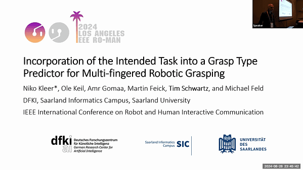 Incorporation of the Intended Task into a Vision-Based Grasp Type Predictor for Multi-Fingered Robotic Grasping