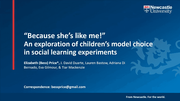 “Because she’s the same as me!” An exploration of children’s model choice in social learning experiments