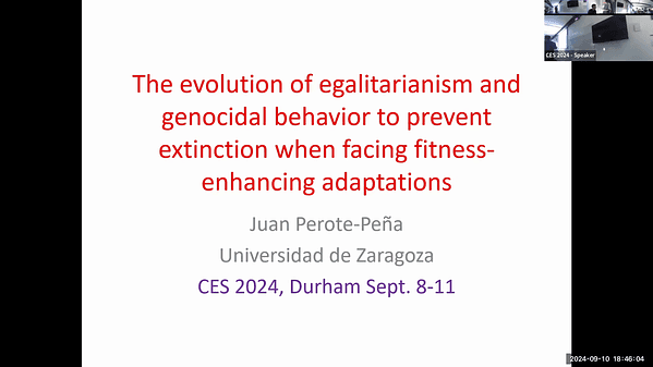 LIVE - The evolution of egalitarianism and genocidal behavior to prevent extinction when facing fitness-enhancing adaptations