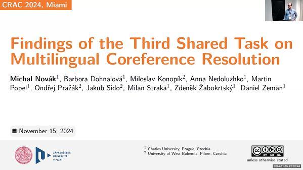 Findings of the Third Shared Task on Multilingual Coreference Resolution