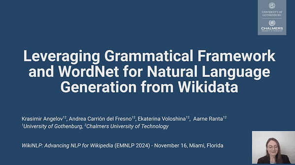 [PUBLISHED] Leveraging Grammatical Framework and WordNet for Natural Language Generation from Wikidata