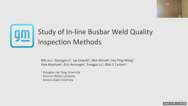 Study of In-line Busbar Weld Quality Inspection Methods