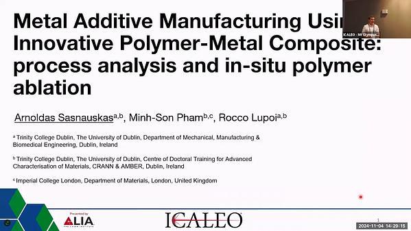 Metal Additive Manufacturing Using Innovative Polymer-Metal Composite: process analysis and in-situ polymer ablation