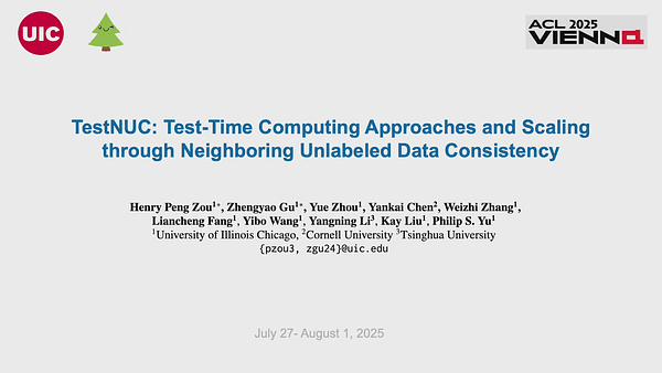 TestNUC: Enhancing Test-Time Computing Approaches through Neighboring Unlabeled Data Consistency