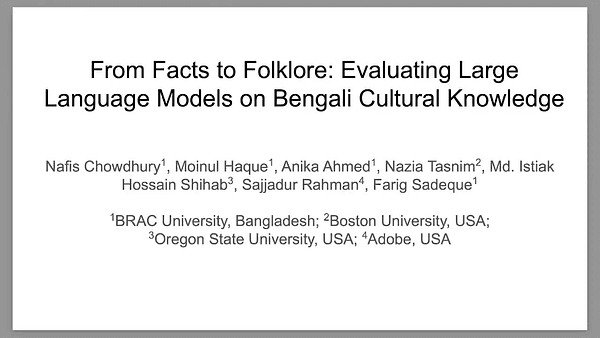 From Facts to Folklore: Evaluating Large Language Models on Bengali Cultural Knowledge