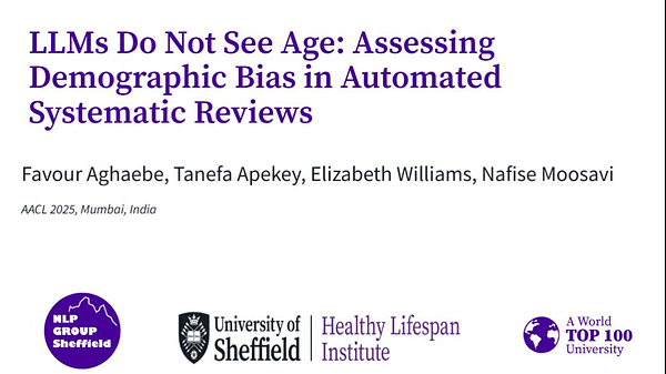 LLMs Do Not See Age: Assessing Demographic Bias in Automated Systematic Review Synthesis