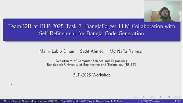 TeamB2B at BLP-2025 Task 2: BanglaForge: LLM Collaboration with Self-Refinement for Bangla Code Generation