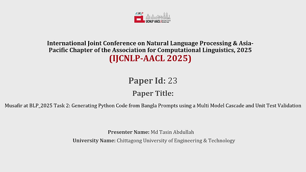 Musafir at BLP_2025 Task 2: Generating Python Code from Bangla Prompts using a Multi Model Cascade and Unit Test Validation