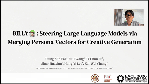 BILLY: Steering Large Language Models via Merging Persona Vectors for Creative Generation