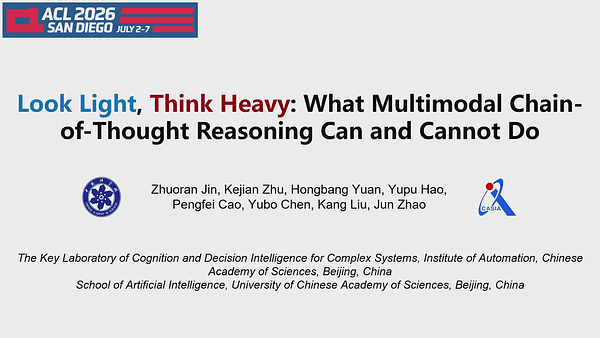 Look Light, Think Heavy: What Multimodal Chain-of-Thought Reasoning Can and Cannot Do