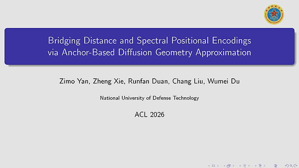 Bridging Distance and Spectral Positional Encodings via Anchor-Based Diffusion Geometry Approximation