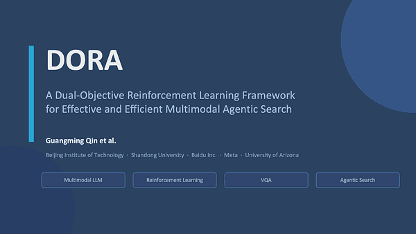 DORA: A Dual-Objective Reinforcement Learning Framework for Effective and Efficient Multimodal Agentic Search