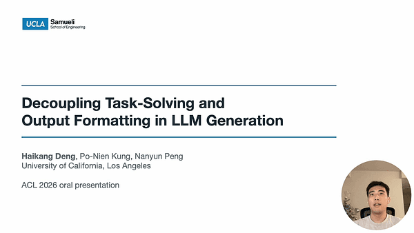 Decoupling Task-Solving and Output Formatting in LLM Generation