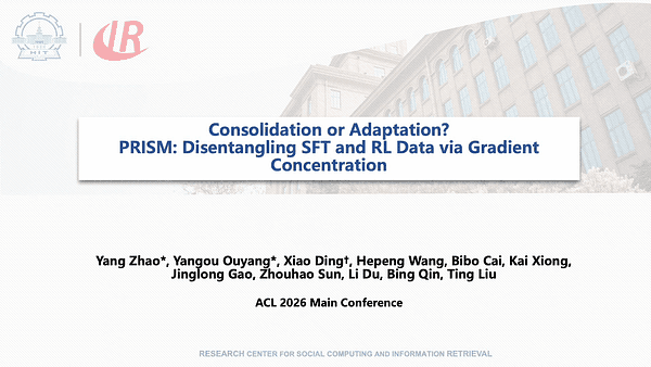 Consolidation or Adaptation? PRISM: Disentangling SFT and RL Data via Gradient Concentration