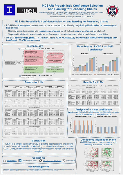 PiCSAR: Probabilistic Confidence Selection and Ranking for Reasoning Chains