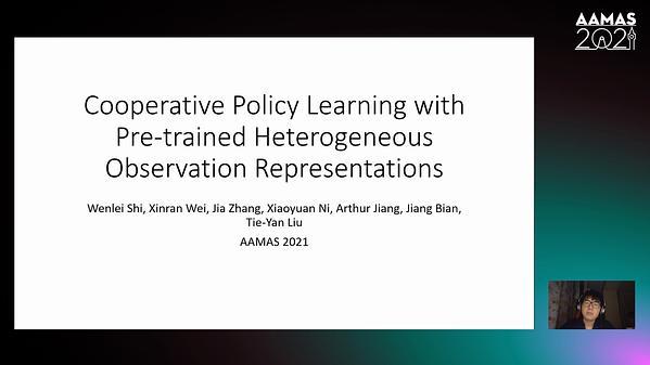 Cooperative Policy Learning with Pre-trained Heterogeneous Observation Representations