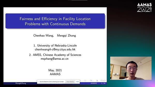 Fairness and Efficiency in Facility Location Problems with Continuous Demands