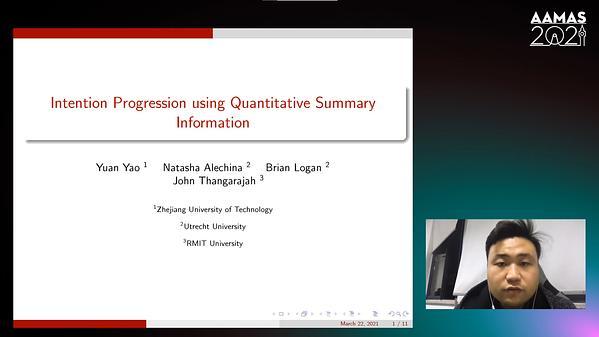 Intention Progression using Quantitative Summary Information