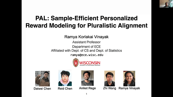 PAL: Sample-Efficient Personalized Reward Modeling for Pluralistic Alignment