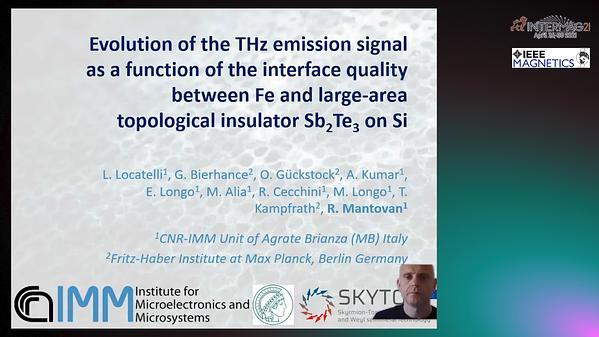  Evolution of the THz emission signal as a function of the interface quality between Fe and large-area topological insulator Sb2Te3 on Si
