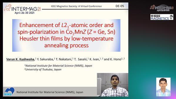  Enhancement of L21-atomic order and spin-polarization in Co2MnZ (Z = Ge, Sn) Heusler thin films by low-temperature annealing process