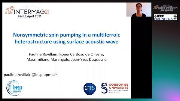  Nonsymmetric spin pumping in a multiferroic heterostructure using surface acoustic wave