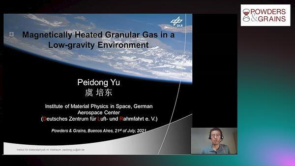 Magnetically heated granular gas in a low-gravity environment