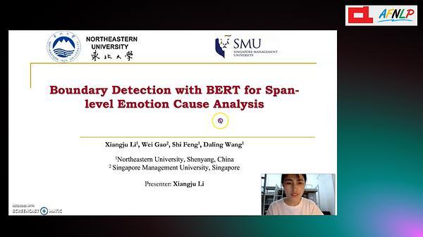 Boundary Detection with BERT for Span-level Emotion Cause Analysis