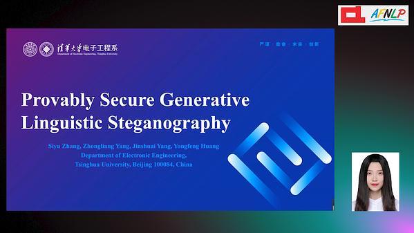 Provably Secure Generative Linguistic Steganography