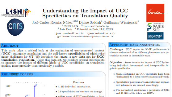 Understanding the Impact of UGC Specificities on Translation Quality