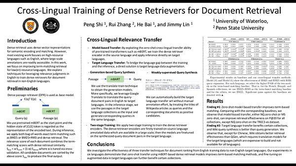 Cross-Lingual Training with Dense Retrieval for Document Retrieval