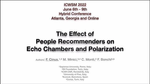 The Effect of People Recommenders on Echo Chambers and Polarization