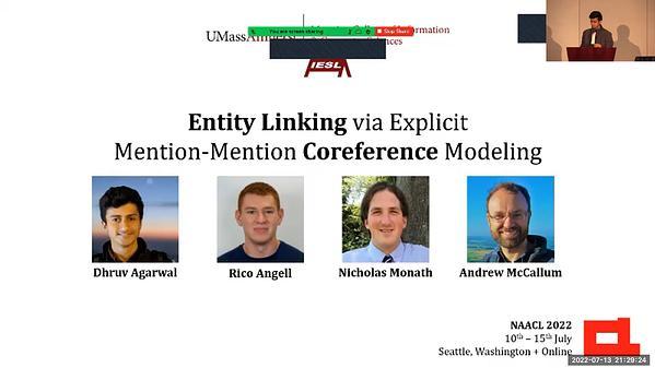 Entity Linking via Explicit Mention-Mention Coreference Modeling