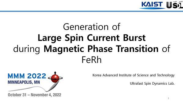 Generation of Large Spin Current Burst during Magnetic Phase Transition of FeRh