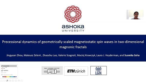 Precessional dynamics of geometrically scaled magnetostatic spin waves in two dimensional magnonic fractals