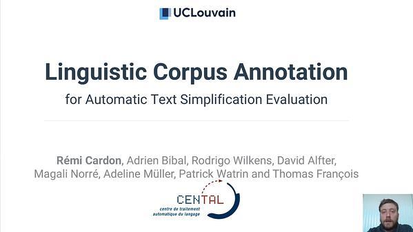 Linguistic Corpus Annotation for Automatic Text Simplification Evaluation
