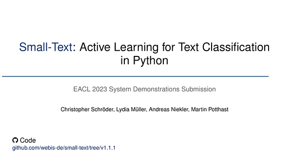 Small-Text: Active Learning for Text Classification in Python