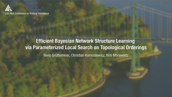 Efficient Bayesian Network Structure Learning via Parameterized Local Search on Topological Orderings