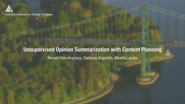 Unsupervised Opinion Summarization with Content Planning