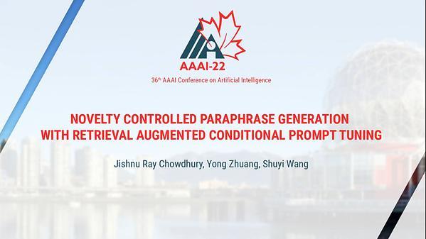 Novelty Controlled Paraphrase Generation with Retrieval Augmented Conditional Prompt Tuning