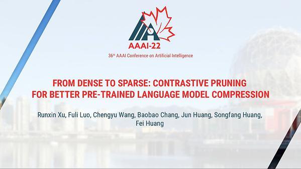 From Dense to Sparse: Contrastive Pruning for Better Pre-Trained Language Model Compression