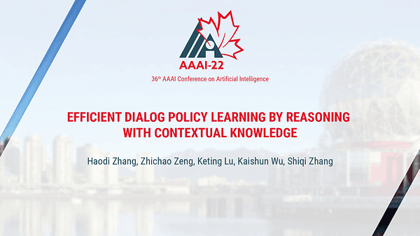 Efficient Dialog Policy Learning by Reasoning with Contextual Knowledge