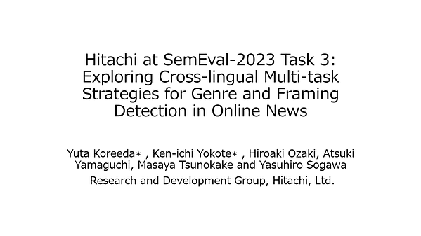 Hitachi at SemEval-2023 Task 3: Exploring Cross-lingual Multi-task Strategies for Genre and Framing Detection in Online News