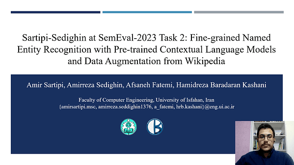Sartipi-Sedighin at SemEval-2023 Task 2: Fine-grained Named Entity Recognition with Pre-trained Contextual Language Models and Data Augmentation from Wikipedia