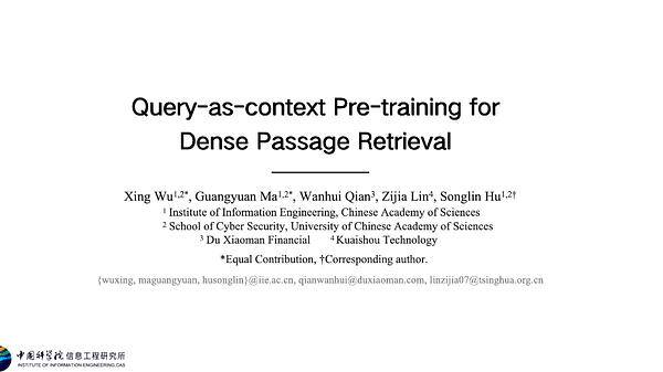 Query-as-context Pre-training for Dense Passage Retrieval