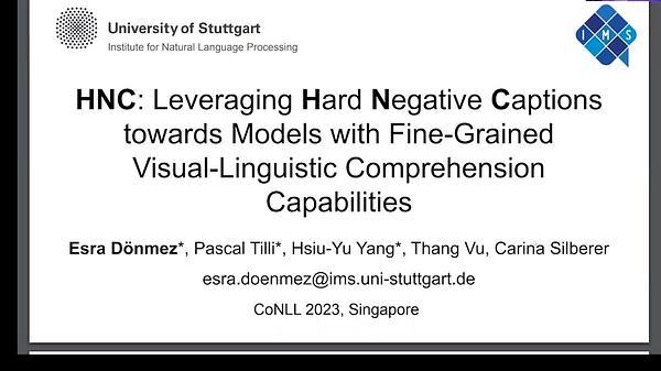 HNC: Leveraging Hard Negative Captions towards Models with Fine-Grained Visual-Linguistic Comprehension Capabilities