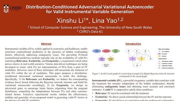 Distribution-Conditioned Adversarial Variational Autoencoder for Valid Instrumental Variable Generation