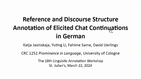 Reference and discourse structure annotation of elicited chat continuations in German
