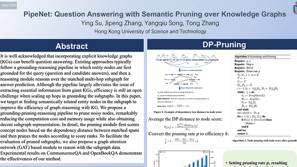 PipeNet: Question Answering with Semantic Pruning over Knowledge Graphs