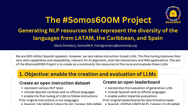 The #Somos600M Project: Generating NLP resources that represent the diversity of the languages from LATAM, the Caribbean, and Spain